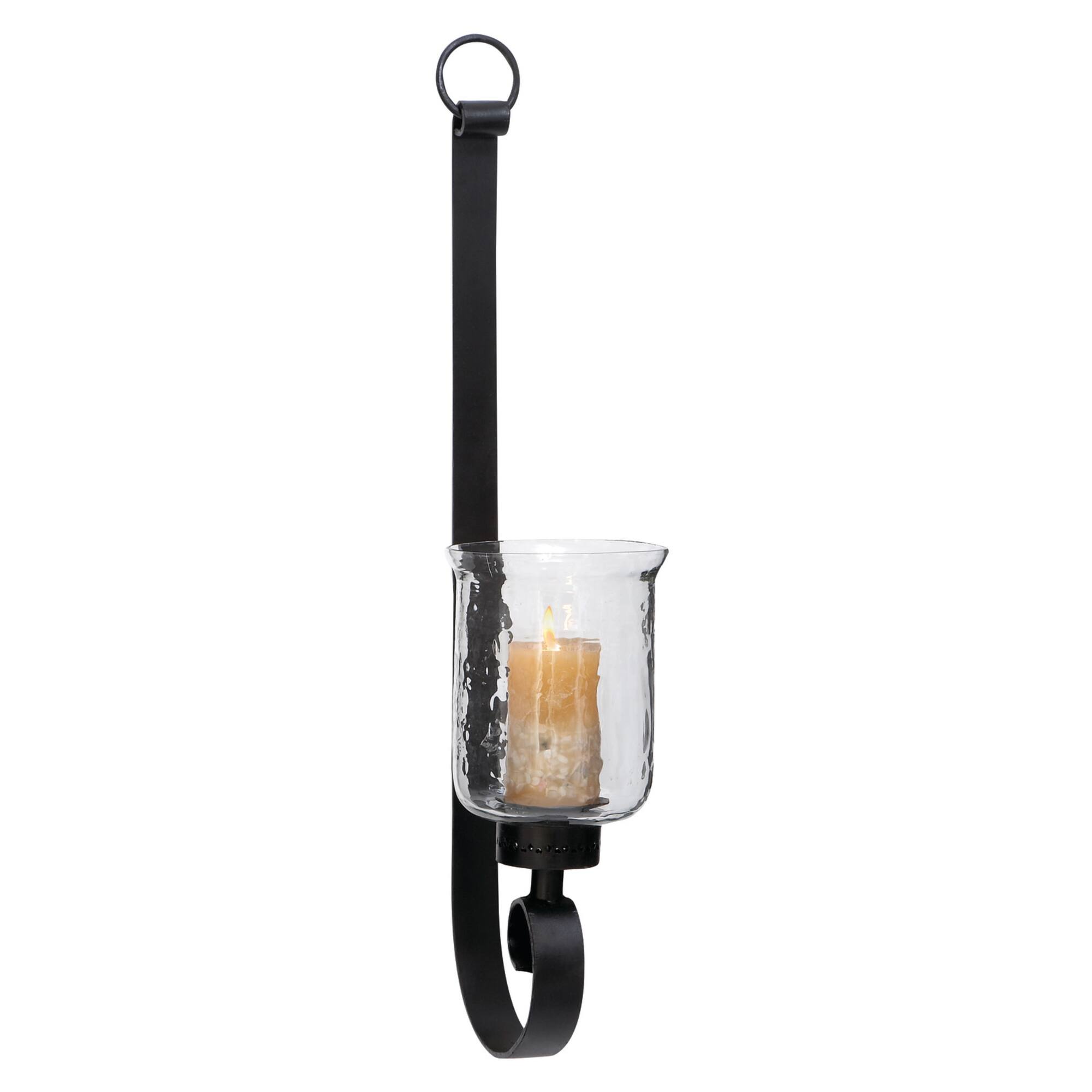 Black Iron Traditional Candle Wall Sconce, 31" x 9" x 7"